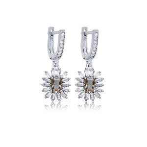 12x15mm Baguette Sultanite CZ Pierre Dangle Boucle D'oreille En Argent Sterling 925 En Gros Fine Jewelry Turc - Product Image 1