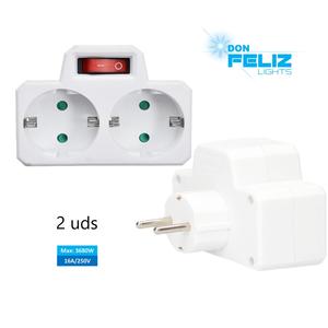 Adaptateur 2 prises Schuko avec interrupteur, double prise frontale avec interrupteur 2 x 16A avec protection pour enfants, MAX 3680W - Product Image 1