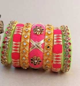Brazaletes de hilo de seda 2025, brazalete de piedras Kundan, regalos de devolución de boda, regalos de recuerdo Mehndi Sangeet para invitados - Product Image 5