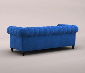 Sofá Maharaja tapizado de lujo de 3 plazas, diseño duradero de terciopelo gris carbón para sala de estar o muebles de Hotel - Product Image 3