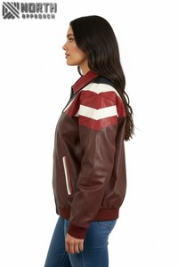 Chaqueta de Cuero Entallada para Mujer 100% Original, Invierno, Resistente al Viento, Tejido de Lona, Opciones de Logotipo y Color Personalizados - Product Image 3