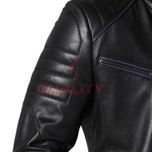 Nouvelle arrivée 2025 veste en cuir avec fermeture à glissière avant et poches silhouette ajustée parfaite pour la superposition en toutes saisons à vendre - Product Image 6