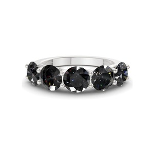 Anillo Redondo Negro Vibrante con Diamante Cultivado en Laboratorio de 0.50 Ct Tw, Oro Sólido de 14K, Color Negro, Claridad VS, 5 Diamantes, Diseño Elegante y Dramático en Contraste - Product Image 2