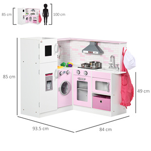 Cuisine jouet HOMCOM pour enfants de 3 à 6 ans avec lumières et ustensiles de cuisine réalistes, en MDF et PP, 84x93. 5x85 cm - Product Image 3