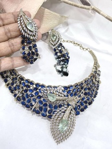 Stunning Designer High Quality Brass Silver Plated Zircon <b>Statement</b> Fusion Women's <b>Necklace</b> Set Earrings Classic Party Gift - Product Image 4