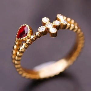 Bague de fiançailles en argent sterling 925 faite à la main avec pierre de mariage en diamant rubis rose poire du type de bijoux du vendeur indien - Product Image 1