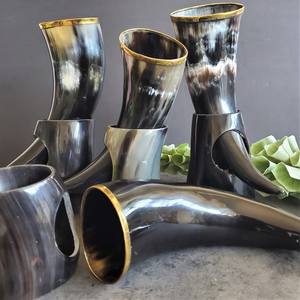 Corne à boire en corne de bœuf 100% authentique, corne de buffle brute sculptée, sans danger pour les aliments, style viking, agate par HANNAN HANDICRAFT - Product Image 6