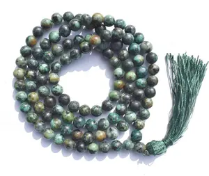 stone mala beads African Turquoise healing natural stone mala necklaces mala beads 108 natural gemstones crystal agate