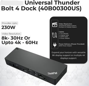 Base Thunderbolt 4 para <span class=keywords><strong>ThinkPad</strong></span> (40B00300US) |   Base de Conexión de Alta Potencia de 300W con Interfaz Tipo C para 2.0, Disponible en Stock - Product Image 3
