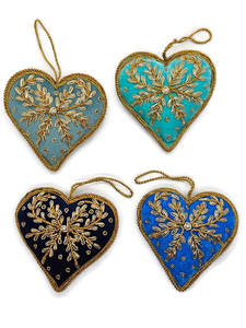 <b>Vintage</b> Luxury Handmade Silver Beaded Heart <b>Ornament</b> Embroidered Christmas Tree Hanging Decoration Elegant Hanging Bells in 2025 - Product Image 5