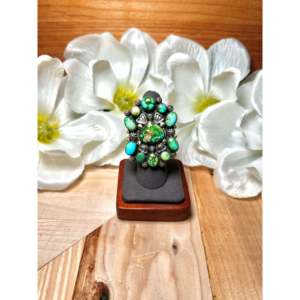 Larson Lee Sonoran Mountain <b>Ring</b> Bezel Setting with Natural Turquoise Stone Vermeil Plating <b>Boho</b> Style Size 6 for Everyday Wear - Product Image 1