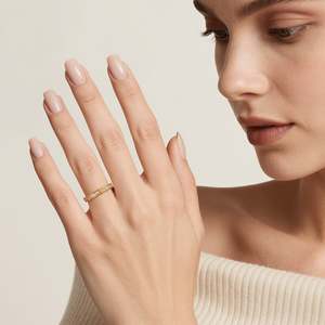 Jeulia วงแต่งงานคลื่นบายพาสทองเหลืองชุบทองสำหรับผู้หญิง - Product Image 6