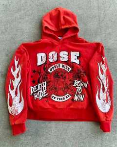 Sudadera con Capucha Transpirable de Alta Calidad, Bordado, Lavado Ácido, Adornada con Pedrería, Mangas con Apliques Estampados - Product Image 1