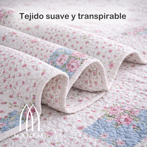 MANEMI Copriletto Floreale Vintage Estivo con 1 o 2 Federe, Varie Misure, Lavabile, per Uso Domestico - Product Image 2