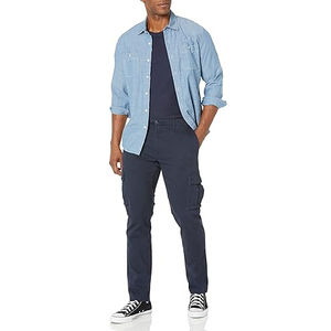 Pantalones Cargo Azules para Hombre OEM ODM, 100% Algodón, Transpirables, Seis Bolsillos, Cordura, Logotipo Personalizado, Ligeros para Actividades al Aire Libre - Product Image 5