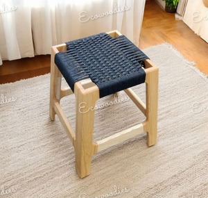 เก้าอี้เคาน์เตอร์ไม้สีดำทำด้วยมือเป็นมิตรต่อสิ่งแวดล้อมทำจากไม้ออตโตมันสีดำทำด้วยมือ - Product Image 3