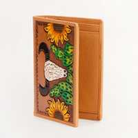 Nouveau porte-cartes tendance en cuir véritable fait main, fermeture à bouton, style western bohème, logo personnalisé, style ranch