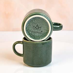 Tazas de Té de Porcelana Verde Moderna Hechas a Mano, 6.7 oz (200 ml), Premium, Venta al Por Mayor, Alta Calidad - Product Image 2