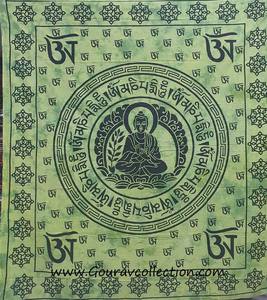 Tapiz POTLY con Estampado de Buda y Mantra, Decoración Bohemia para Pared, Impresión Digital, Hecho a Medida, Sábana de Algodón para Dormitorio - Product Image 1