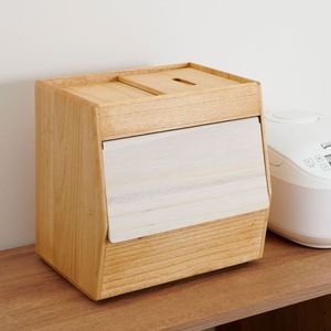 ภาชนะใส่ข้าวทำจากไม้ภาชนะใส่ข้าวภาชนะจัดเก็บข้าวพร้อมฝาเลื่อนและถ้วยตวง - Product Image 3