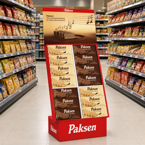 Ecologisch recyclebare kartonnen displaystandaard voor diverse chocolade wafels en koekjes voor supermarkten - Product Image 3