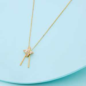 Collier tendance 192218 en alliage plaqué or avec chaîne, étoile, chiffre, diamant, zircon et perle comme pierres principales, idéal pour un cadeau - Product Image 5