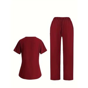 Uniforme médical de couleur pure femmes hôpital dentaire médecin travail costume à manches courtes animal de compagnie vétérinaire gommage vêtements Spa Service salopette - Product Image 4