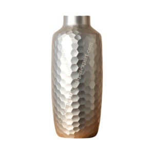 Modern Hammered Textured <b>Honeycomb</b> Silver Flower Vase Sleek Iron <b>Decorative</b> Accent for Wedding Contemporary Spaces for Coastal - Product Image 1