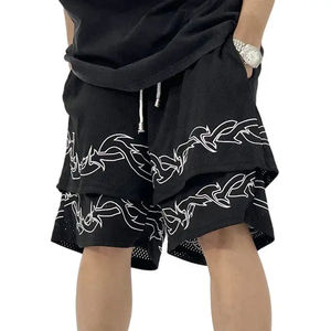 กางเกงขาสั้นแนวสตรีทผ้าโพลีเอสเตอร์100% 2-in-1กางเกงขาสั้นของผู้ชายลายพื้น2-in-1เป็นมิตรกับสิ่งแวดล้อมดีไซน์ล่าสุดสำหรับฤดูร้อน - Product Image 4