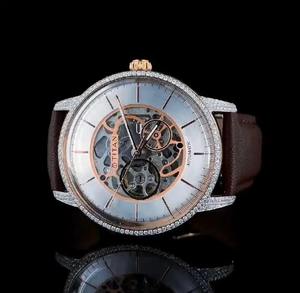 Reloj de Lujo para Hombre con Esqueleto de Diamantes Moissanite, Totalmente Automático, con Correa de Cuero, Movimiento de Cuarzo y Cristal de Zafiro - Product Image 3