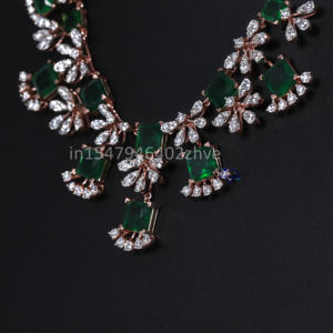 Gracefully Fashioned Necklace with Sparkling Lab Grown Diamond Embellished with Rose Gold and Gemstone Silver Jewelry - Product Image 6