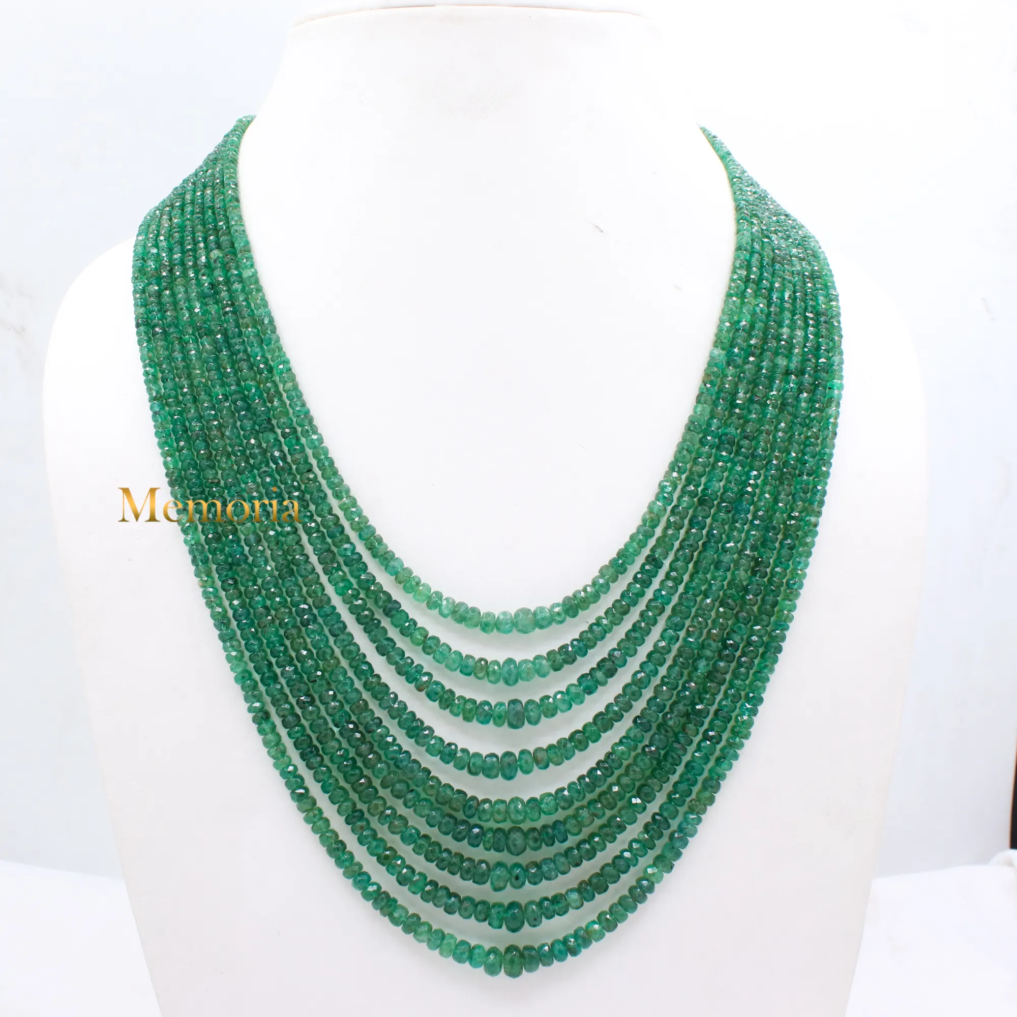 Wholesale Price Jewelry Natural Emerald Faceted Gemstone Beads 9 Layered Gemstone Necklace Fine Jewelry Manufacturer