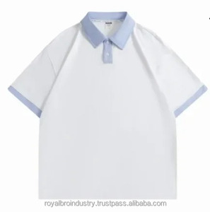 Brand New Breathable 100% Cotton <b>Golf</b> <b>Clothing</b> 180 Grams Loose for Shirt Drop Shoulder Print Color Contrast Lapel Short Sleeved - Product Image 6