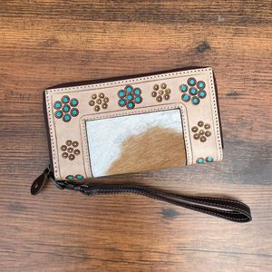 Cartera tallada a mano de piel de vaca, funda de teléfono de embrague, Cartera de diseñador con estilo, multiusos, carteras de pulsera de cuero occidental - Product Image 2
