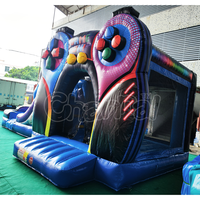 Château Gonflable Robuste 3-en-1 avec Écouteurs, Double Toboggan et Piscine – Tente d'Obstacles Gonflable pour Enfants