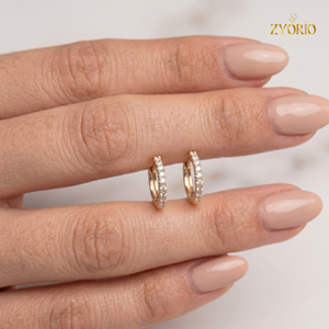 ต่างหูห่วงเพชรเพาะเลี้ยง 1 กะรัต ทองคำแท้ 14k สำหรับผู้หญิง จาก Zyorio Jewels เหมาะสำหรับใส่ทุกวัน ทันสมัย - Product Image 1