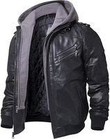 Blouson de motard classique noir en similicuir pour homme, coupe ajustée, épaules matelassées, fermeture éclair frontale, col montant – Nouvelle collection très demandée