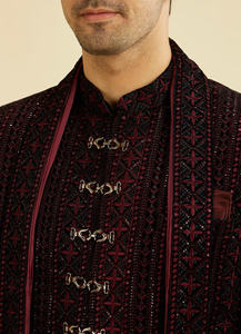 Terciopelo de boda de alta calidad Indo-Western Sherwani Kurta Bordado elegante Sherwani transpirable hecho a medida de alta calidad - Product Image 4