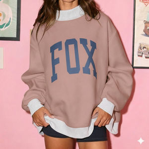 Women Casual Oversized Mockneck Winter Relaxed Fit Breathable Eco-Friendly Polyester/Cotton <b>Top</b> Soft Style for Everyday Comfort - Product Image 1