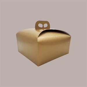 10 Uds. Gráficos dorados 245x245H130mm caja de regalo de piel de cartón para 1 Kg soporte Panettone suministros de vacaciones de Navidad - Product Image 2