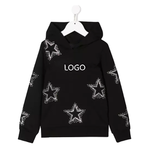 New Wholesale Custom Fashionable Men's Polyester/Cotton Fleece Streetwear Heavyweight Rhinestone Custom <b>Design</b> Winter Hoodies - Product Image 1