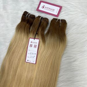 Hot Selling Virgin Ombre Straight Wave Cuticle Aligned Human Hair Extensions Double Weft Vendors' Wigs Chinese Hair Style - Product Image 1