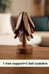 Juego de Posavasos y Salvamanteles de Madera Hechos a Mano |   Soporte para Olla Caliente de Madera Natural Sólida Resistente al Calor para Mesa de Comedor - Product Image 6