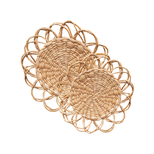 ถาดรองน้ำผักตบชวาที่ทำด้วยมือที่เป็นมิตรกับสิ่งแวดล้อมถาดรองแก้วทำด้วยมือถาดรองแก้วทำด้วยมือสำหรับการรับประทานอาหารที่ใส่ใจในราคาโรงงาน - Product Image 1