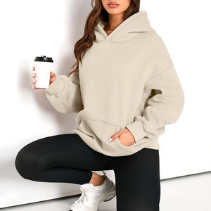 2025 cuello alto mujeres de gran tamaño pesado sudaderas con capucha de algodón polar para mujeres precio razonable - Product Image 4