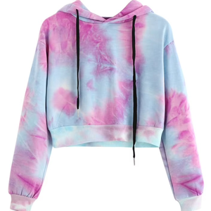 Sudadera con capucha con estampado Dtf recortada para mujer al por mayor elegante, Top corto de gran tamaño, sudaderas con capucha de moda, proveedor pesado 100% algodón - Product Image 6