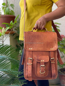 Sac à dos en cuir marron pour femmes, deux en un, Vintage, sacoche, unisexe, collection - Product Image 5