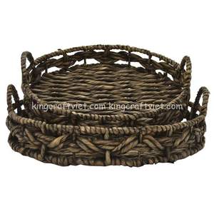 Bandeja de jacinto de agua hecha a mano a precio competitivo con asa, cesta de servicio reutilizable al por mayor, cesta de almacenamiento de bandeja de Vietnam - Product Image 5