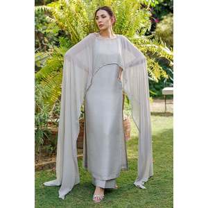 Chiffon <b>Blazer</b> and Top <b>Set</b> with Button and Print Breathable Fitness Wear Size XL - Product Image 1