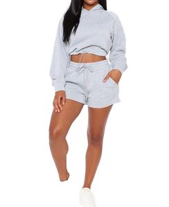 Conjunto de 2 Piezas de Alta Calidad para Mujer, Sudadera con Capucha y Pantalones Cortos por Encima de la Rodilla, Color Personalizado con Logotipo Impreso Personalizado 2026 - Product Image 3